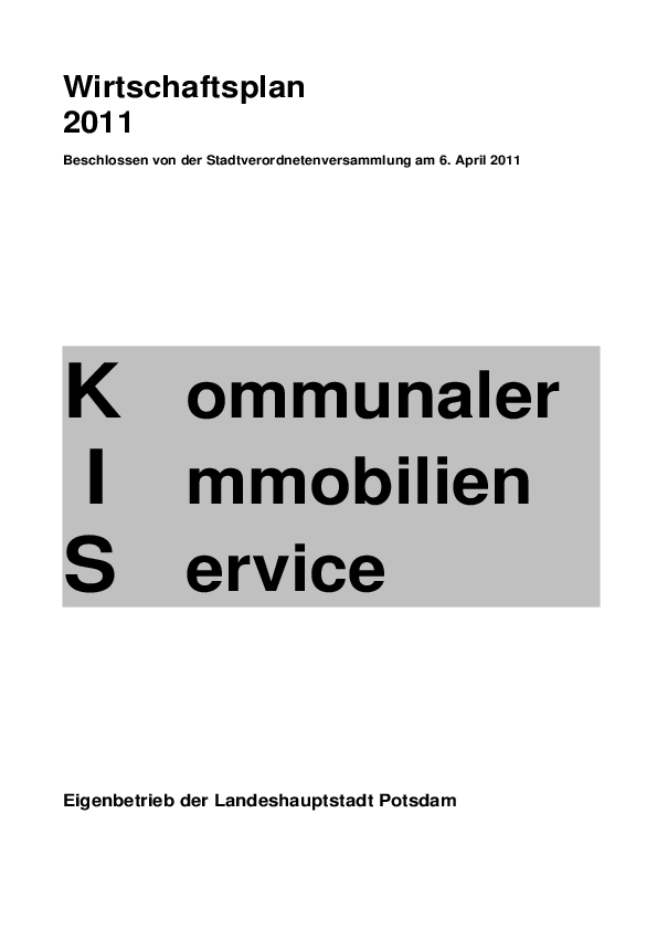 Wirtschaftsplan 2011