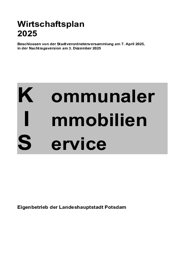 Wirtschaftsplan 2025 Nachtragsversion