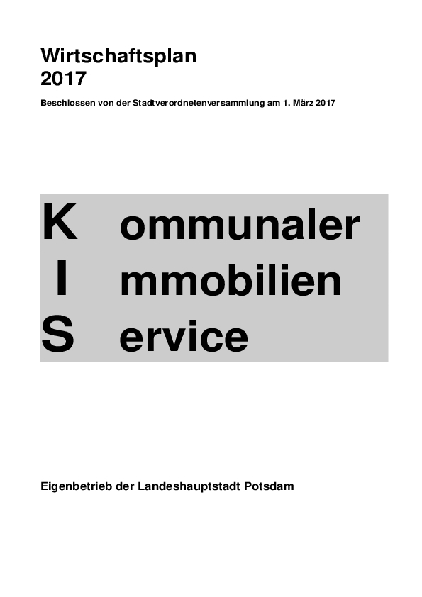 Wirtschaftsplan 2017