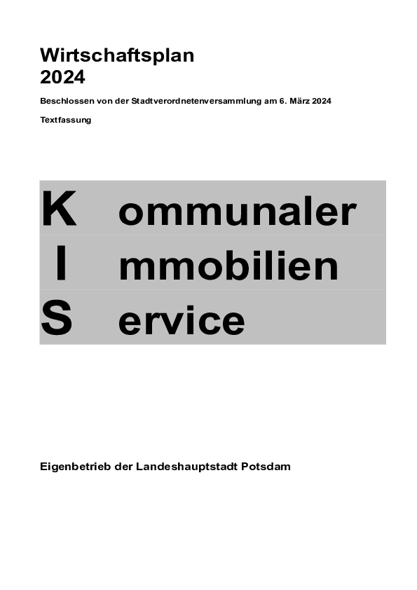 Wirtschaftsplan 2024